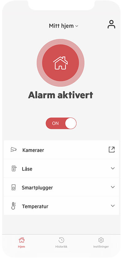 Aktiver alarmen når besøkende forlater boligen.