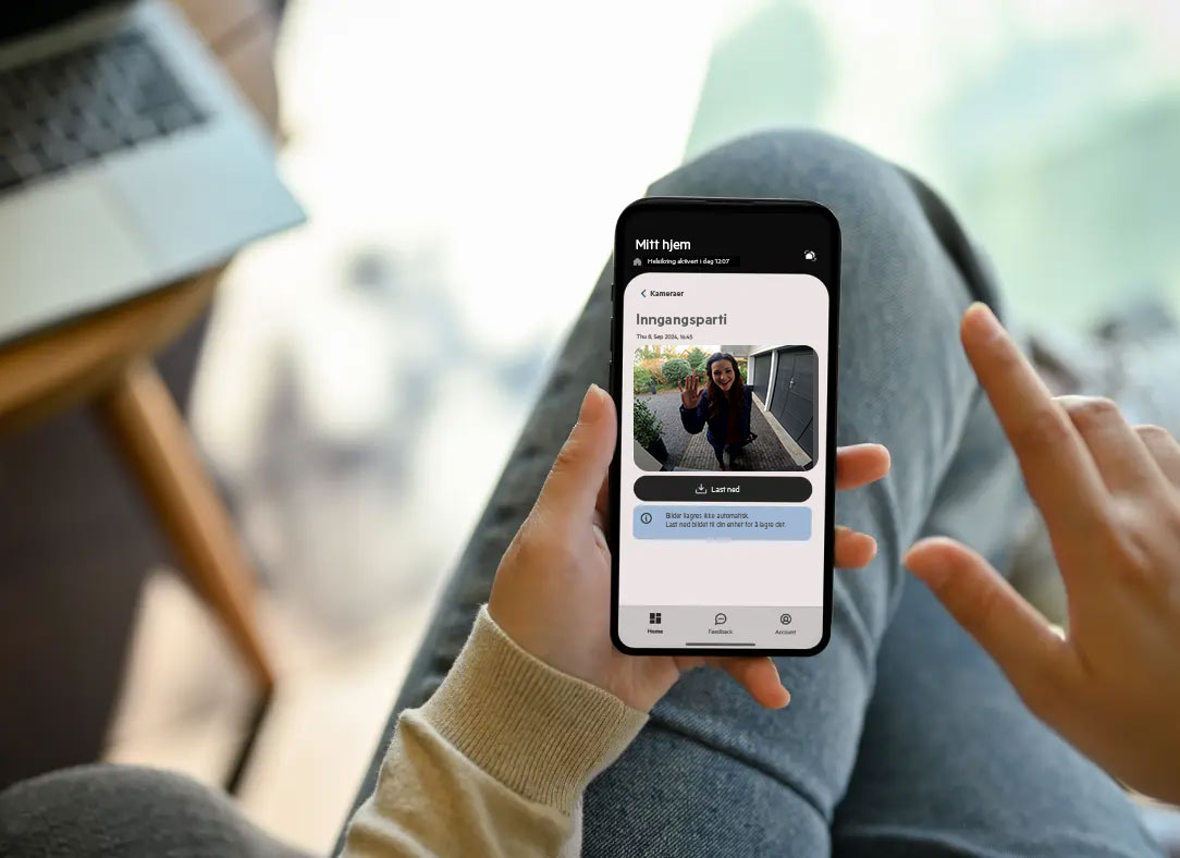 Se dine overvåkningskamera via appen vår
